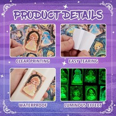 Glow in The Dark Iridescent Princess Water Bottle Stickers for Kids, 55 Pcs C…