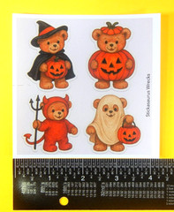 Halloween Teddy Bears Sticker Sheet Style 2