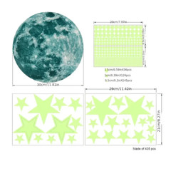 Moon and stars Fluorescent Stickers – Create a Magical Glow in Your Kid’s room