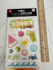 Me & My Big Ideas Mambi Stickers «Summer Time» Relax Heat Beach Sun Scrapbooking