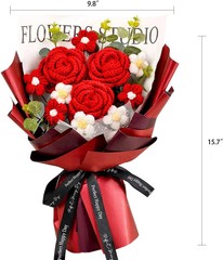 Crochet Flower Bouquet, Crochet Rose Tulip Flowers Bouquet for Mother’s Day.