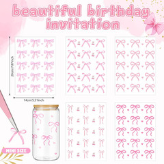 5 Sheets Bow Stickers for Water Bottles, Hearts Coquette Sticker Sheet, Rub on T