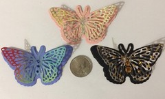 FANCY BUTTERFLY Pre-Made Die-Cuts (3pc)Victorian•Steampunk•Filagree •Glittered••