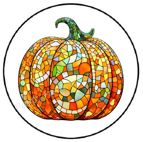 STAINED GLASS PUMPKIN HALLOWEEN ENVELOPE SEALS LABELS STICKERS PARTY FAVORS