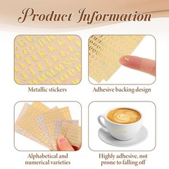 6 Sheets 4.5mm Letter Stickers with Stainless Steel Tweezer Gold, Silver