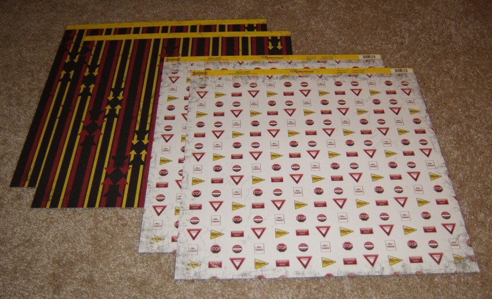 Reminisce 12×12 Double Sided Cardstock Paper(4) ~ Road Signs…..
