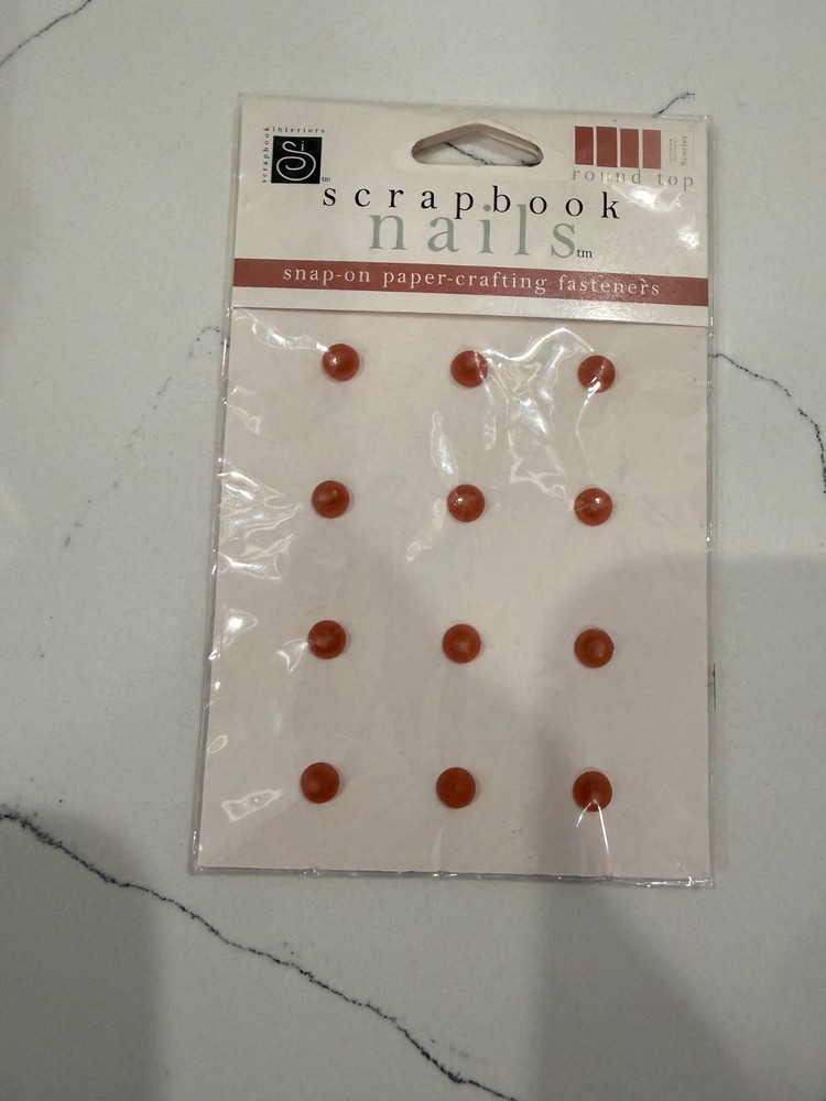 Scrapbook Interiors Nail Round Top Snap-On Paper-Crafting Fastener Scarlet Color