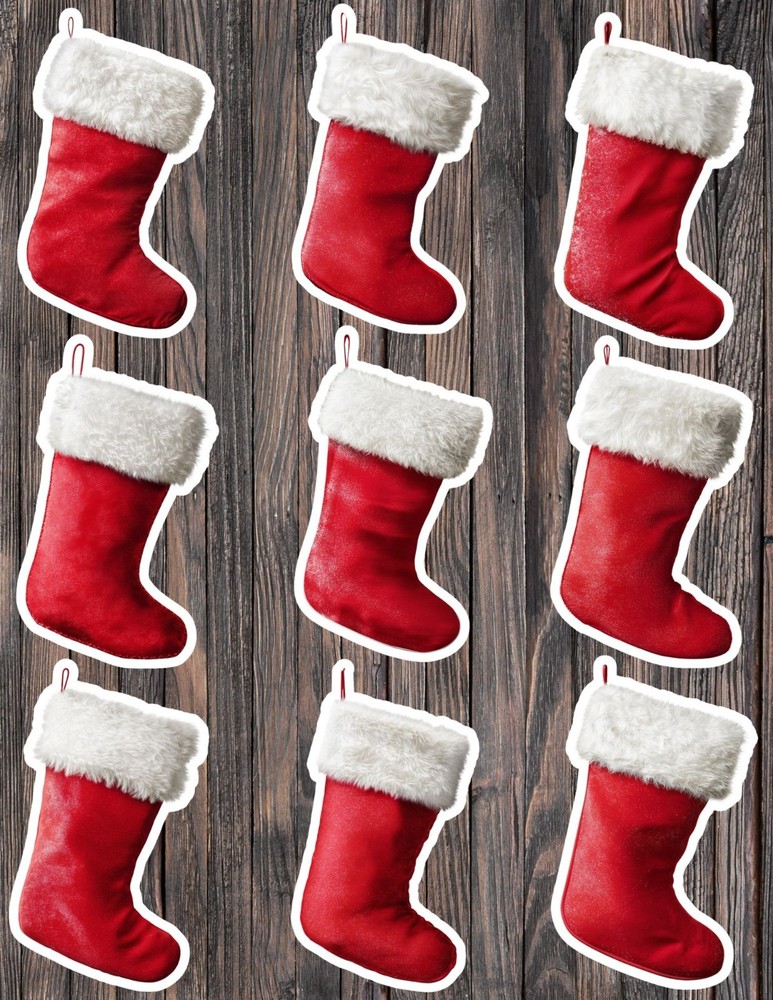 Christmas Stocking Die Cut Vinyl Stickers Scrapbooking Laptop Waterbottle
