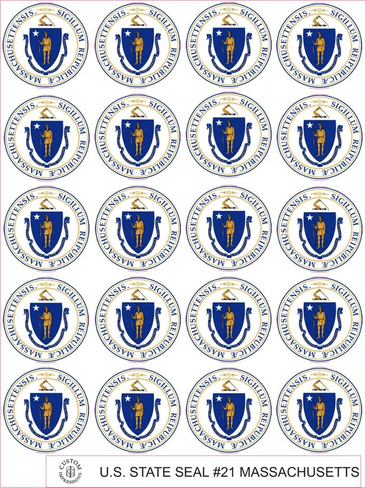 MASSACHUSETTS STATE SEAL – SIZE 2″ EACH – 20 PER SHEET