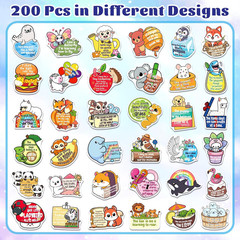 200 PCS Cute Animal Motivational Stickers for Water Bottles, Scrapbooks, Laptops