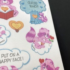 Vtg 80s RARE Care Bear Cousins Satin Fabric Sticker Sheets American Greetings