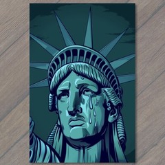 STICKER Sorrowful Statue of Liberty Weeps New York City USA State Sad Crying