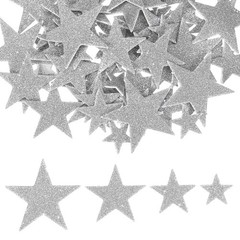 Star Foam Stickers, 70Pcs EVA Self Adhesive Glitters, Silver