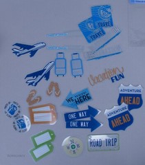 Deja Views Clear Die Cut Travel Shapes Voyages Embellishment Card Scrapbook