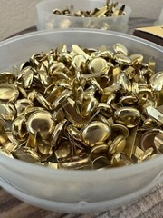 Vtg LOT Metal Brads Split Pin Brass Paper Fasteners & Thumb Tacks Scrapbooking