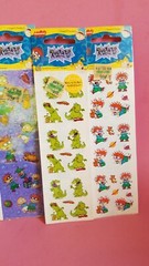 4 NEW 1997 Rugrats SandyLion Nickelodeon Stickers Glow In The Dark Holographic