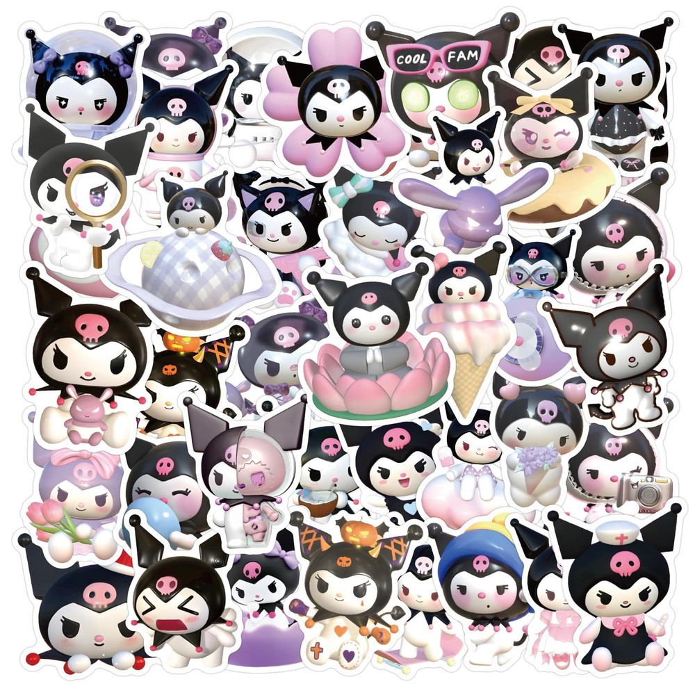 Cute Cartoon Kuromi Stickers for Kids,50PCS Vinyl Waterproof Kuromi Decal for…