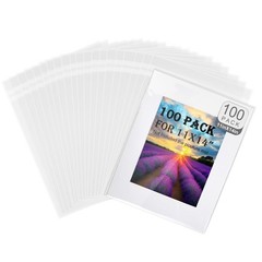 100 PCS AcidFree Crystal Clear Storage Sleeves Bags 111/4×143/8 Inch Mat