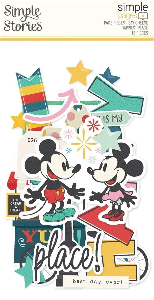SS Page Pieces DieCuts Say Cheese Happiest Place Disney Mickey Ice Cream Cart