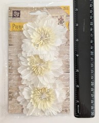 Prima Marketing Fairy Rhymes White Fabric Flowers Scrapbooking Embellishments