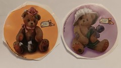 Vintage 1998 Lot of 2 Teddy Bear Stickers 2.5 X 2.5
