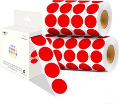 Red Circle Stickers, 10000 Count, 10 Rolls Dispenser