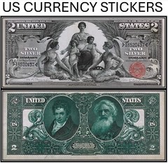 $2 Two Dollar 1896 Silver Certificate (US CURRENCY STICKERS)