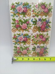 Vintage PZB Pastel Flower Cart Scraps ~ Germany