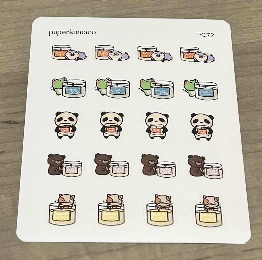 NEW PaperKumaCo Candle Critters 🕯️Sticker Sheet Paper Kuma Co PKC Stickers