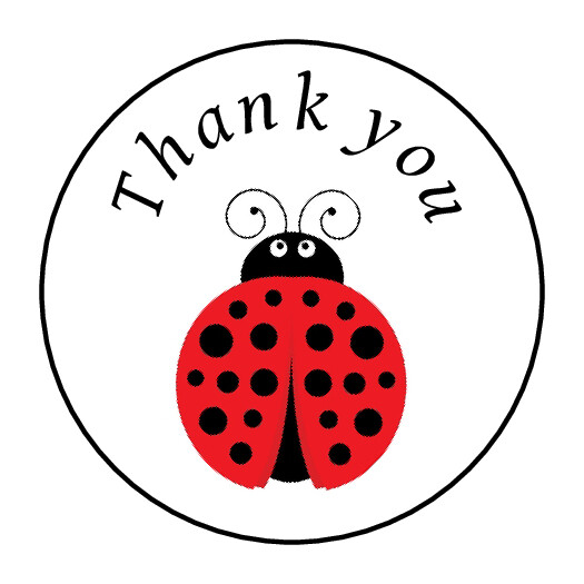 30 spring, thank you ladybug stickers, labels, tags envelope seals 1.5″ round