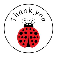 30 spring, thank you ladybug stickers, labels, tags envelope seals 1.5″ round