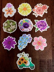 STICKERS x 10 Flowers Various Sunflowers Daisies Blue Purple Craft D22AB7