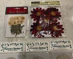 NEW LOT DRIED FLOWER STICKERS- VICTORIA’S GARDEN, DARICO, PLUS ASHLAND