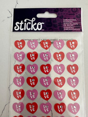 Sticko Autocollant Dimensional 50 PC Red/Pink Love Hearts w/Gems Scrapbooking