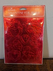 Vintage Hallmark FOIL Stickers Embossed Cupids Hearts Shiny Valentines Day MINT