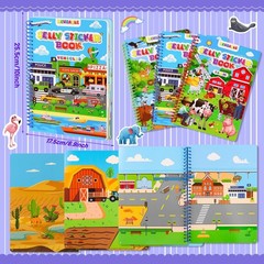 Waterproof Reusable Jelly Sticker Books for Toddlers 2-6 | Activity Travel Toys,