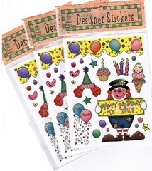 Happy Birthday Clown Balloon 3 New Packs Scrapbook Stickers Provo Craft 6 Sheets