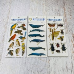 Silverwings Stickers Vintage Set of 3 Birds Whales Insects Scrapbook Puffy