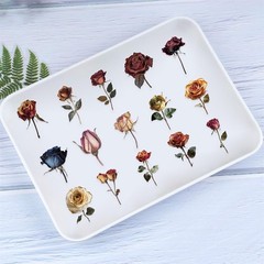 50PCS Dried Roses Stickers Aesthetic PET Transparent Stickers Vintage Gothic Flo