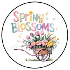 SPRING BLOSSOMS FLOWER CART ENVELOPE SEALS LABELS STICKERS PARTY FAVORS