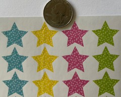 POLKA-DOT STAR Stickers(28pc) Greenbrier Dots•Blue•Yellow•Pink •Green•Shapes