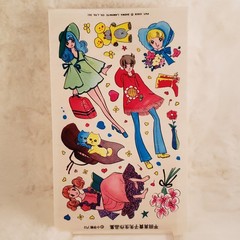 Lot of Six Vintage 60s Japanese Kawaii Retro Girls Rub-on Transfer for Collage