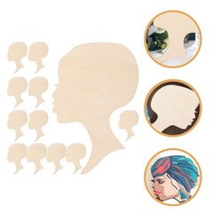 12PCS Head Silhouette Wooden Cutout African Woman Face Cutout Door Wall Hanging