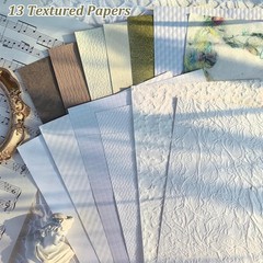 20 Unique A5 Textured Scrapbook Paper & Mesh Fabric Set, Handmade Craft Paper fo