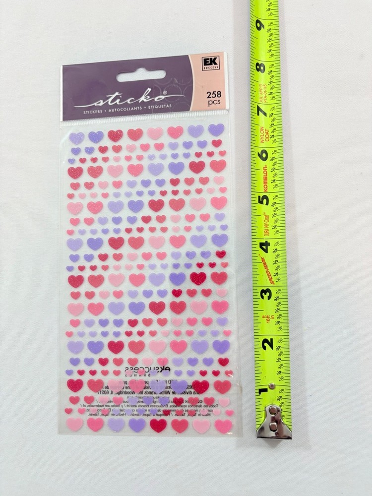 STICKO VALENTINE STICKERS / PURPLE AND PINK HEARTS