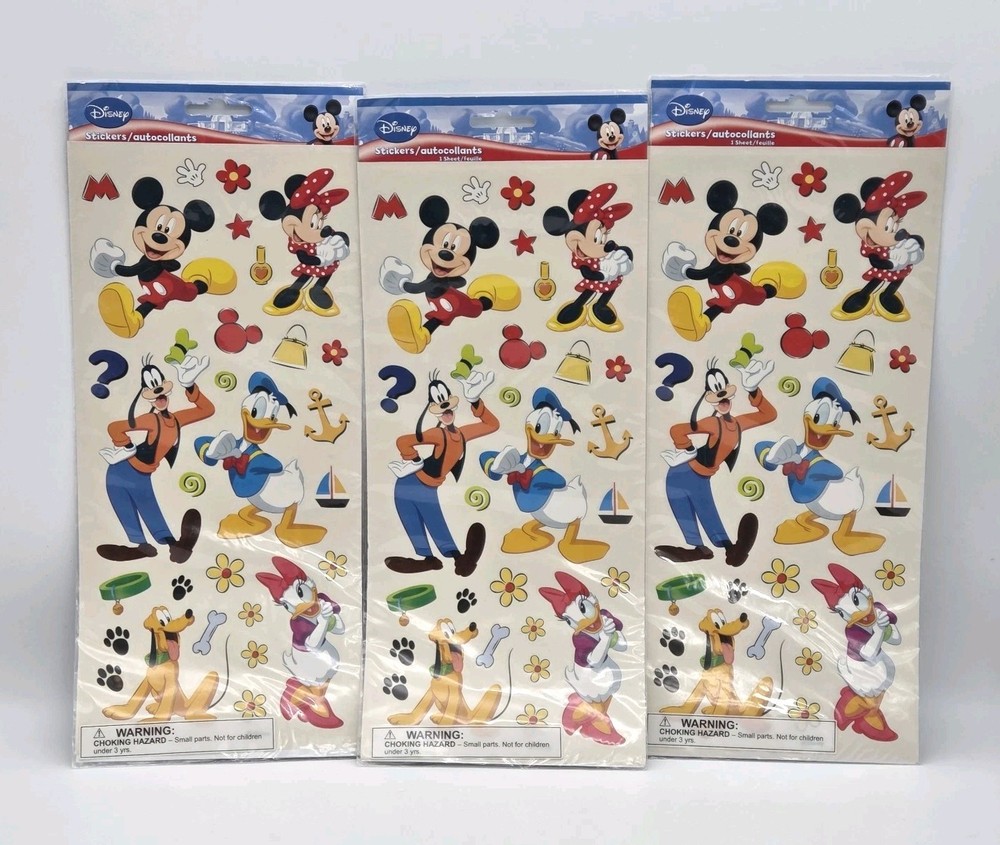 Disney Characters Stickers Mickey Minnie Donald Duck Pluto Goofy Sandylion 3pks