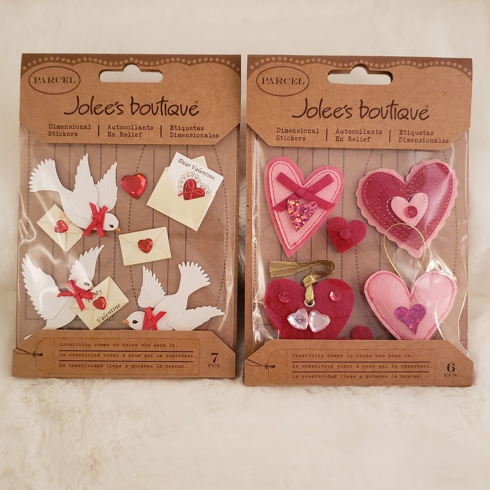 2 Jolee’s Boutique Dimensional Sticker Pack Set – Valentines Love Dove Theme