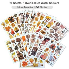 BLEDS Vintage Washi Stickers, 20 Sheets Aesthetic Stickers Coffee