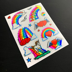 UNICORN PEGASUS wings stars RAINBOW HEART VINTAGE sticker Prism Prismatic foil