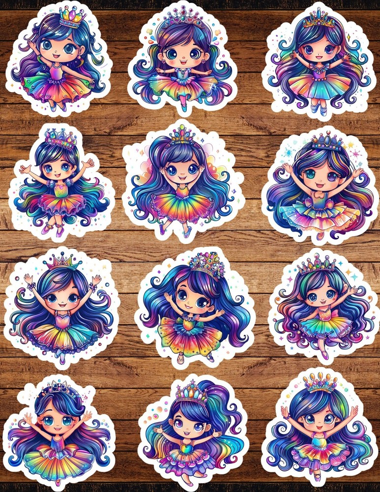 Coloful Ballerina Die Cut Vinyl Stickers Set Scrapbooking Laptop Waterbottle